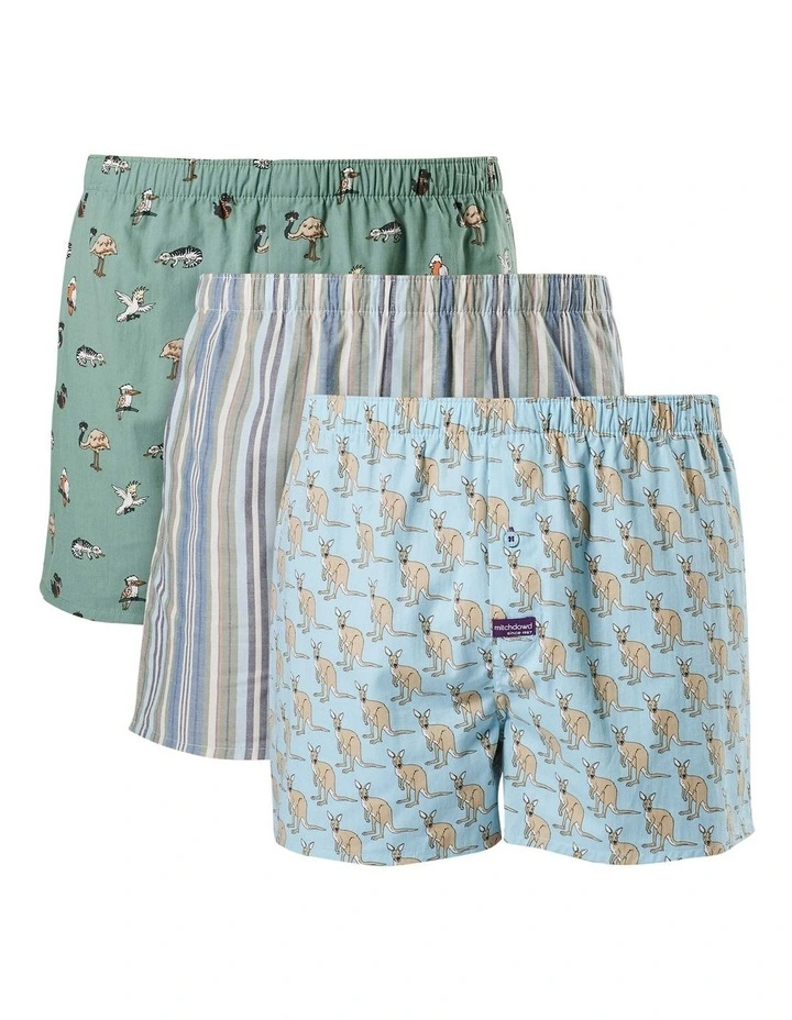 3 Pack Bush Crew Cotton Boxer Short In Blue 1 3 Pack Bush Crew Cotton Boxer Short In Blue