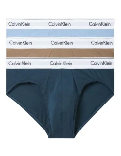 Calvin Klein 3 Pack Modern Cotton Stretch Briefs In Blue Multi