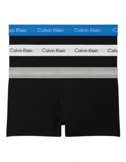 Calvin Klein 3 Pack Cotton Stretch Low Rise Trunks In Black