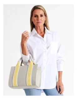 Barbados Top Handle Tote Bag In Natural/Yellow -Myer Clothing Shop 969378310 4 720x928