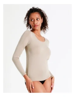 Soho Thermal Long Sleeve Top In Beige -Myer Clothing Shop 969393700 969404230 4 720x928