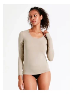 Soho Thermal Long Sleeve Top In Beige -Myer Clothing Shop 969393700 969404230 5 720x928