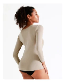 Soho Thermal Long Sleeve Top In Beige -Myer Clothing Shop 969393700 969404230 6 720x928