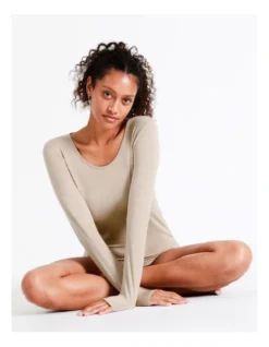 Soho Thermal Long Sleeve Top In Beige -Myer Clothing Shop 969393700 969404230 7 720x928