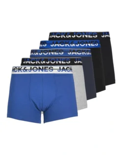 Jack & Jones 5 Pack Koda Solid Trunks In Black Multi