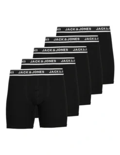 Jack & Jones 5 Pack Solid Trunks In Black