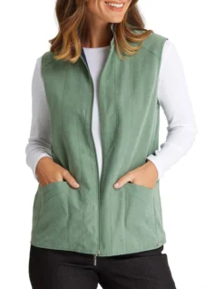 Microfibre Reversible Vest In Green