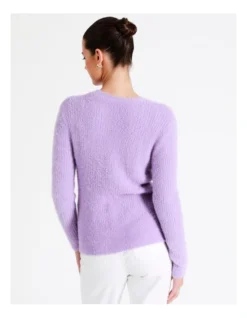 Recycled Blend Fluffy Long Sleeve Knit Top In Purple 12 Recycled Blend Fluffy Long Sleeve Knit Top In Purple -Myer Clothing Shop 970213240 6 720x928