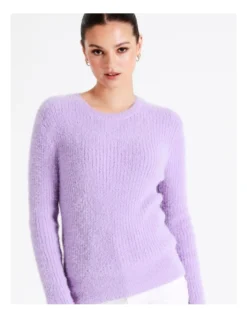 Recycled Blend Fluffy Long Sleeve Knit Top In Purple 13 Recycled Blend Fluffy Long Sleeve Knit Top In Purple -Myer Clothing Shop 970213240 7 720x928
