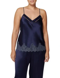 Simone Perele Nocturne Silk Camisole In Blue