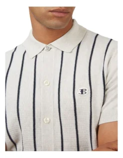 Ben Sherman Stripe Button Through Polo In Ivory 9 Ben Sherman Stripe Button Through Polo In Ivory -Myer Clothing Shop 970976800 4 720x928