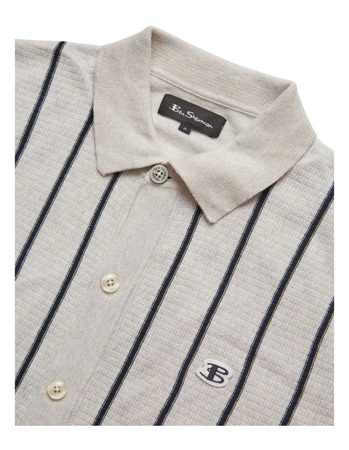 Ben Sherman Stripe Button Through Polo In Ivory 5 Ben Sherman Stripe Button Through Polo In Ivory - Image 5