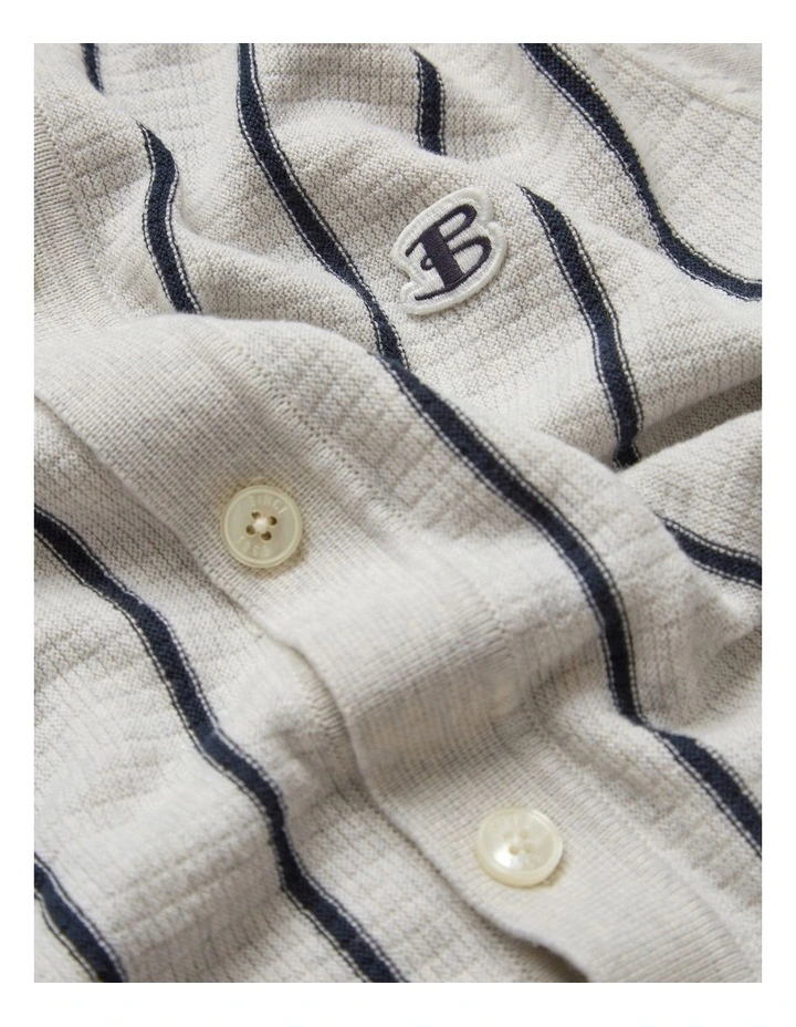 Ben Sherman Stripe Button Through Polo In Ivory 6 Ben Sherman Stripe Button Through Polo In Ivory - Image 6