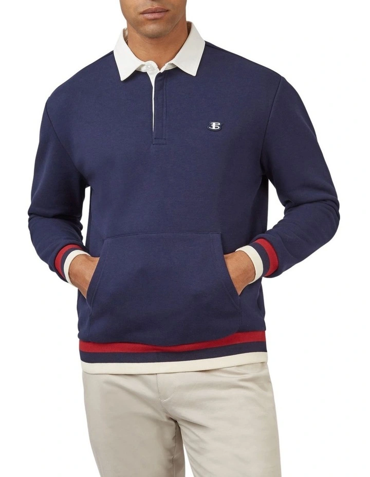 Ben Sherman Rugby Sweat Top In Blue 1 Ben Sherman Rugby Sweat Top In Blue