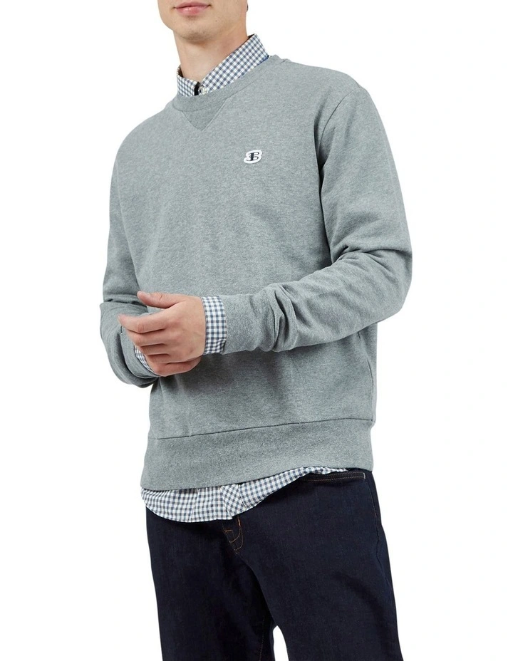 Ben Sherman B Logo Crew Sweat Top In Grey 1 Ben Sherman B Logo Crew Sweat Top In Grey