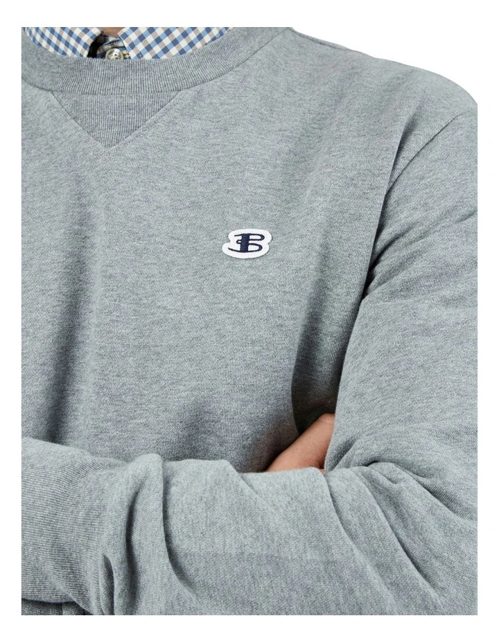 Ben Sherman B Logo Crew Sweat Top In Grey 3 Ben Sherman B Logo Crew Sweat Top In Grey - Image 3