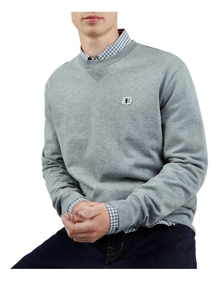 Ben Sherman B Logo Crew Sweat Top In Grey 5 Ben Sherman B Logo Crew Sweat Top In Grey - Image 5