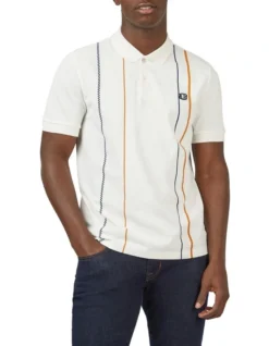 Ben Sherman Vertical Stripe Polo Snow White