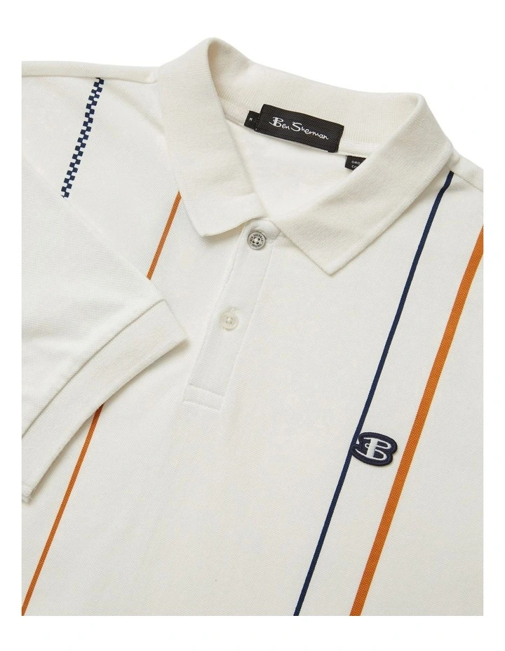 Ben Sherman Vertical Stripe Polo Snow White 5 Ben Sherman Vertical Stripe Polo Snow White - Image 5