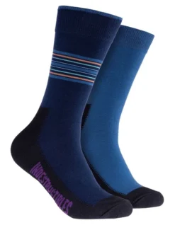 2 Pack Plain Cotton Indestructibles Crew Socks In Blue
