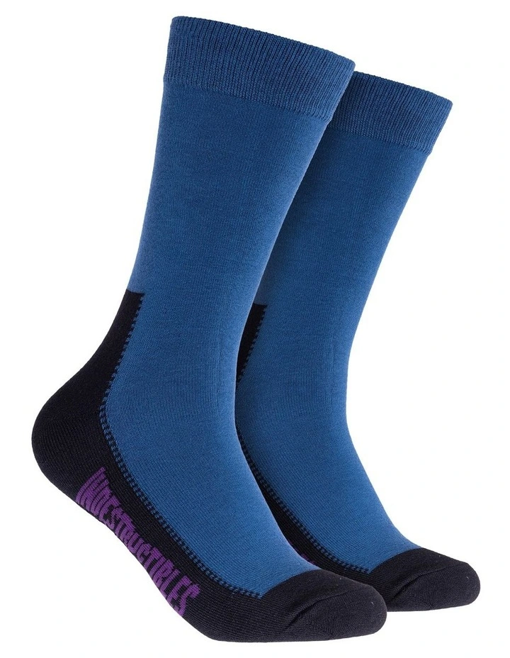 2 Pack Plain Cotton Indestructibles Crew Socks In Blue 3 2 Pack Plain Cotton Indestructibles Crew Socks In Blue - Image 3