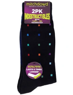 2 Pack Plain Cotton Indestructibles Crew Socks In Multi -Myer Clothing Shop 970982470 4 720x928