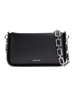 Calvin Klein Faux Leather Crossbody Bag In Black