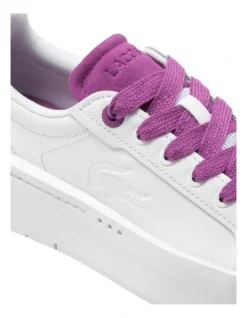 Lacoste Carnaby Platform Leather Sneaker In White/Purple -Myer Clothing Shop 973934470 6 720x928