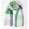 Basque Check Crinkle Winter Scarf In Green