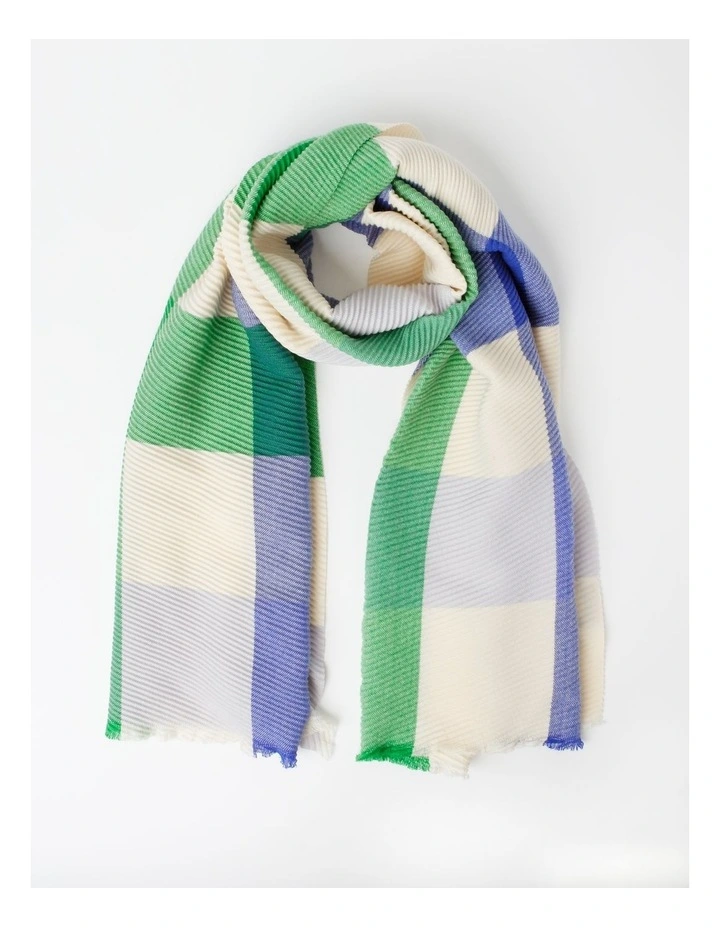 Basque Check Crinkle Winter Scarf In Green 1 Basque Check Crinkle Winter Scarf In Green