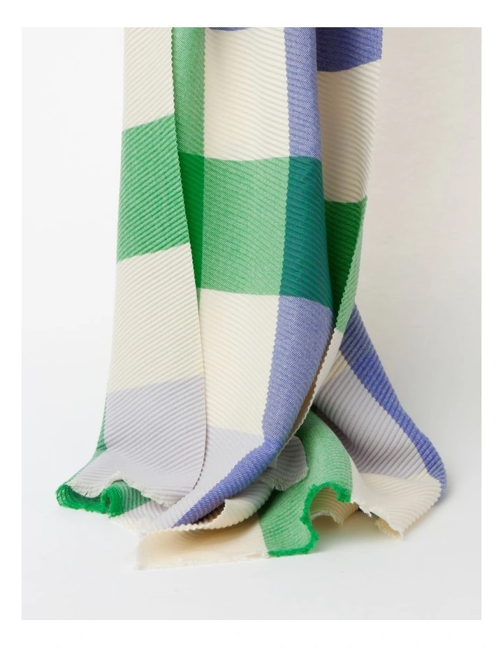 Basque Check Crinkle Winter Scarf In Green 3 Basque Check Crinkle Winter Scarf In Green - Image 3