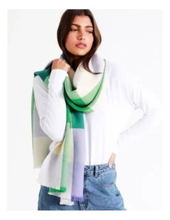 Basque Check Crinkle Winter Scarf In Green 9 Basque Check Crinkle Winter Scarf In Green -Myer Clothing Shop 973975690 973976230 4 1 720x928