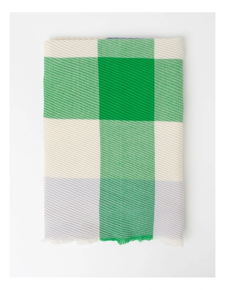 Basque Check Crinkle Winter Scarf In Green 5 Basque Check Crinkle Winter Scarf In Green - Image 5