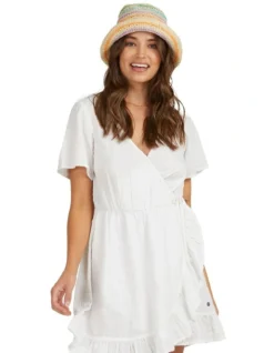 Roxy Zenith Wrap Texture Dress In White