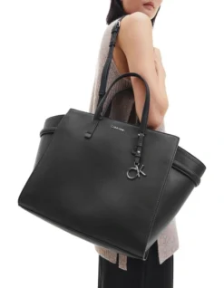 Calvin Klein Faux Leather Tote Bag In Black -Myer Clothing Shop 974187370 4 720x928