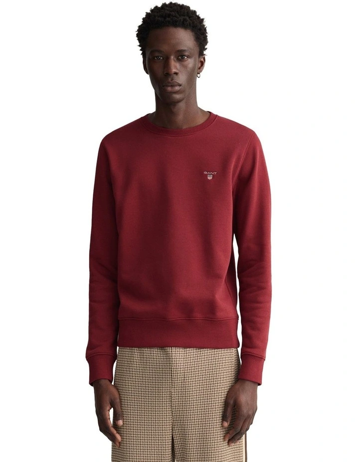 Gant Original Crew Neck Sweat In Plumped Red 1 Gant Original Crew Neck Sweat In Plumped Red