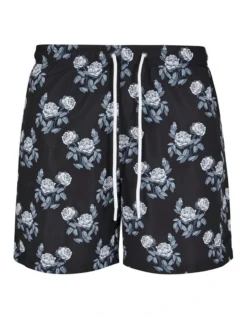 URBAN CLASSICS Rose Pattern Swim Shorts In Black -Myer Clothing Shop 974333530 5 720x928