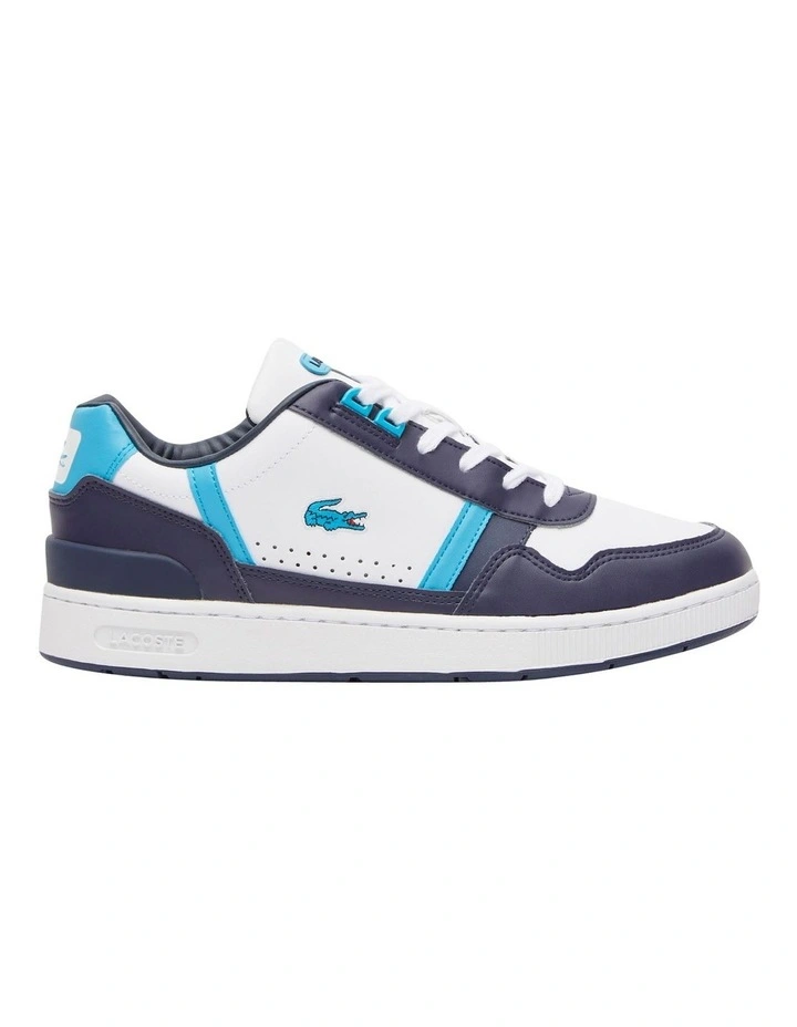 Lacoste T-Clip Leather Sneaker In White/Navy 1 Lacoste T-Clip Leather Sneaker In White/Navy