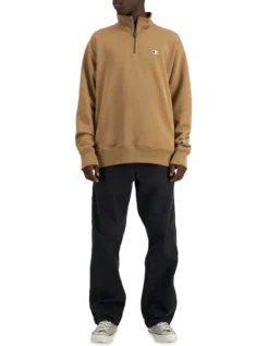 Champion Reverse Weave French Terry Quarter Zip In Beige -Myer Clothing Shop 974658340 4 720x928