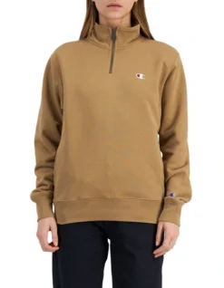 Champion Reverse Weave French Terry Quarter Zip In Beige -Myer Clothing Shop 974658340 5 720x928