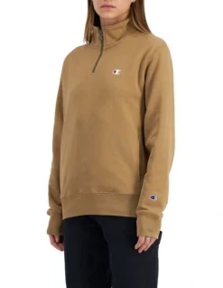Champion Reverse Weave French Terry Quarter Zip In Beige -Myer Clothing Shop 974658340 6 720x928