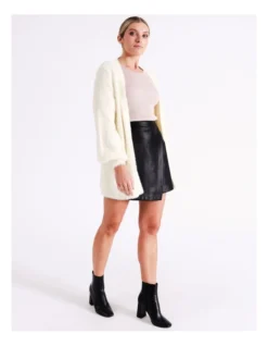 Recycled Blend Longline Fluffy Knit Cardigan In Cream -Myer Clothing Shop 974782360 7 720x928