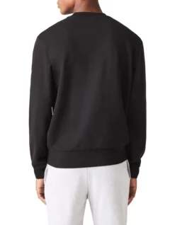 Lacoste Essential Non Brushed Crew Sweat Top In Black -Myer Clothing Shop 974869390 3 720x928