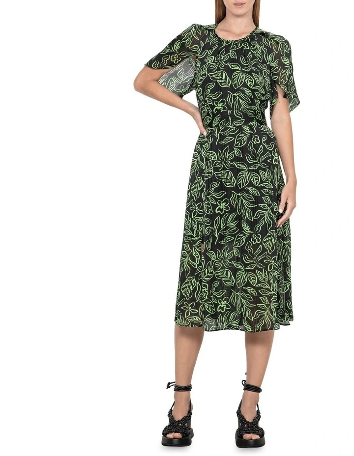 Linear Matisse Midi Dress In Green/Black 1 Linear Matisse Midi Dress In Green/Black
