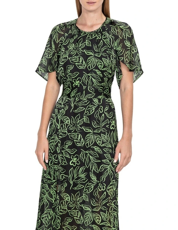 Linear Matisse Midi Dress In Green/Black 2 Linear Matisse Midi Dress In Green/Black - Image 2