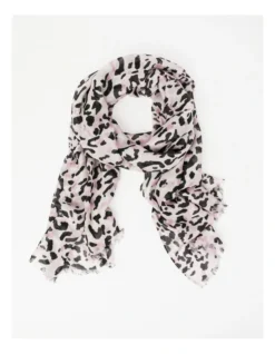 Print Modal Blend Scarf In Black/White
