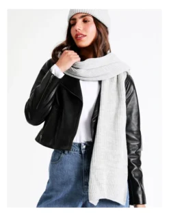 Cozys Rib Knit Winter Scarf In Grey -Myer Clothing Shop 974980720 974981170 4 720x928