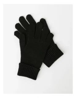 Cozys Rib Knit Gloves In Black