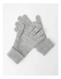 Cozys Rib Knit Gloves In Grey