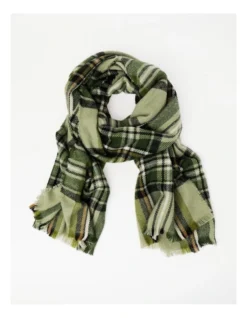 Check Scarf In Khaki